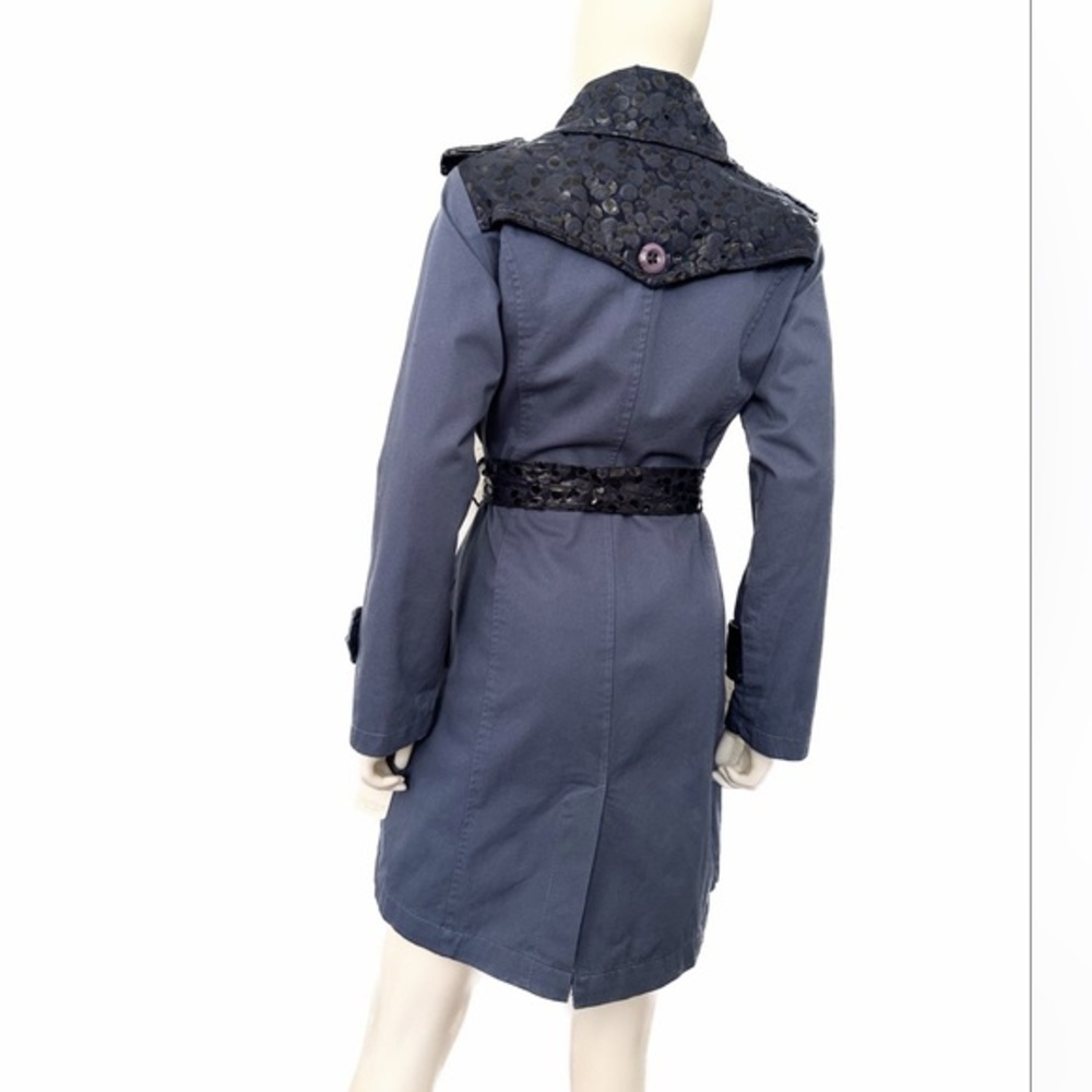 🔥SALE💥NWT WOMEN DOUBLE-BREASTED TRENCH COAT BELTED LINED JACKET IN DENIM - Picture 16 of 17
